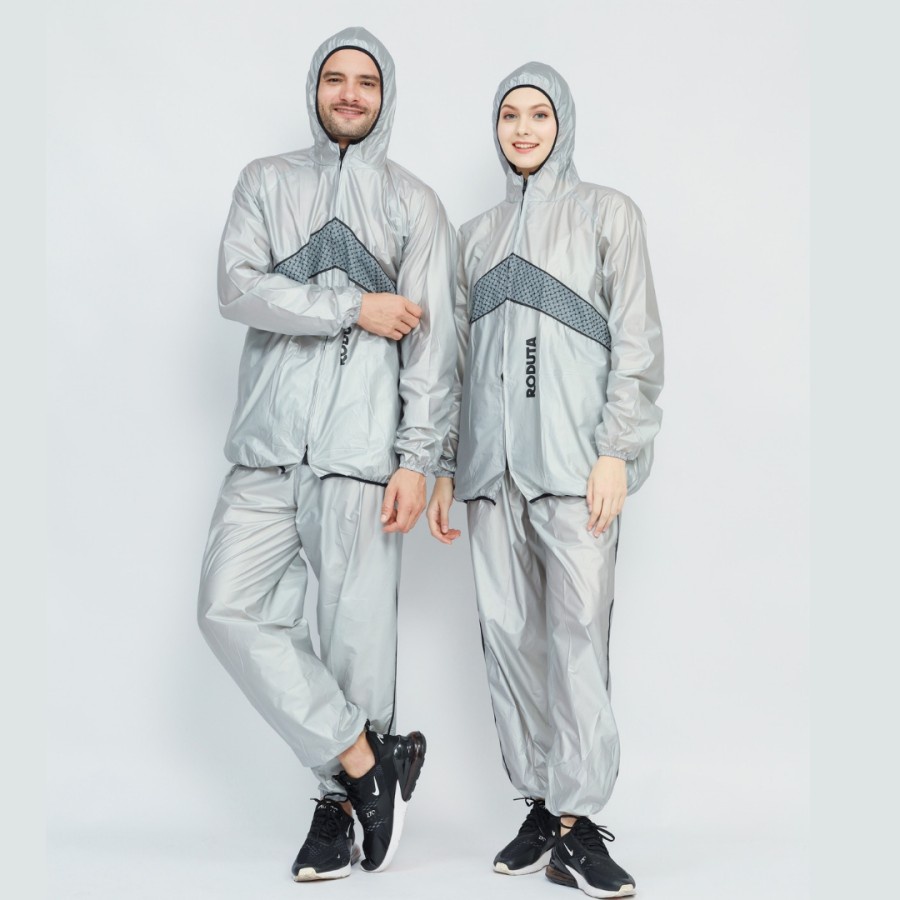 Jaket Sauna Olahraga Roduta Jogging Silver