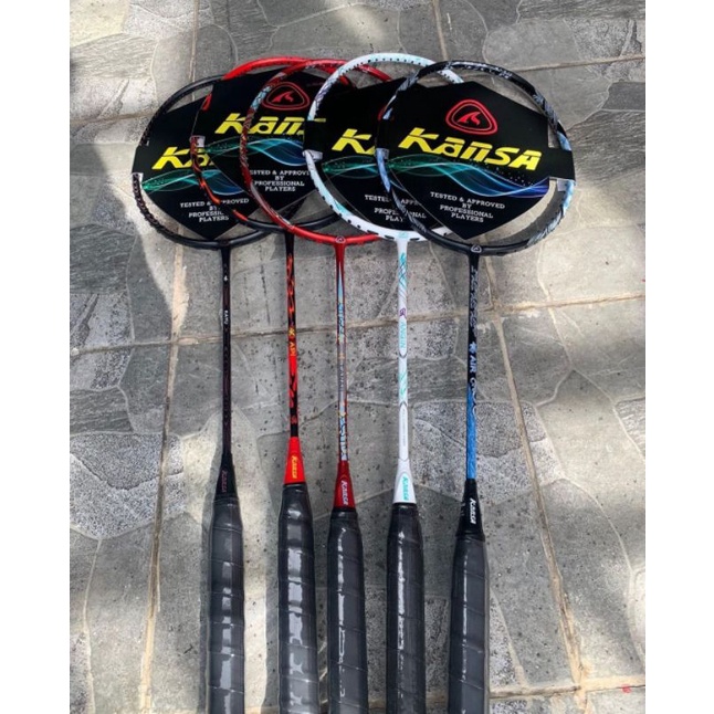Raket Badminton Kansa Avatar Air Api Angin Tanah Kayu + Senar + Grip