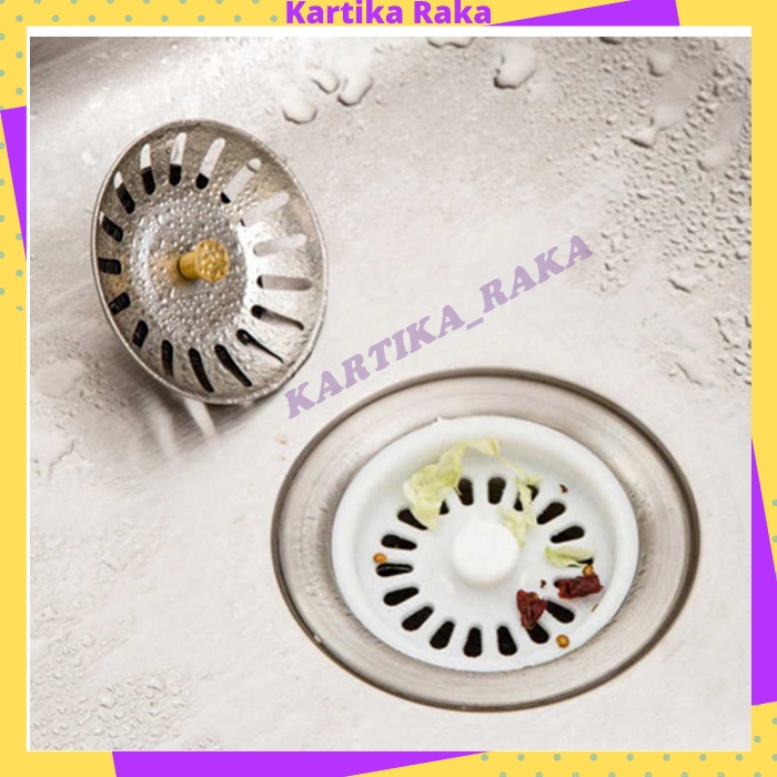 KR Saringan Wastafel Cuci Piring Penutup Lubang Westafel Stainless Steel Sink Filter 7.8 x 3.1 cm