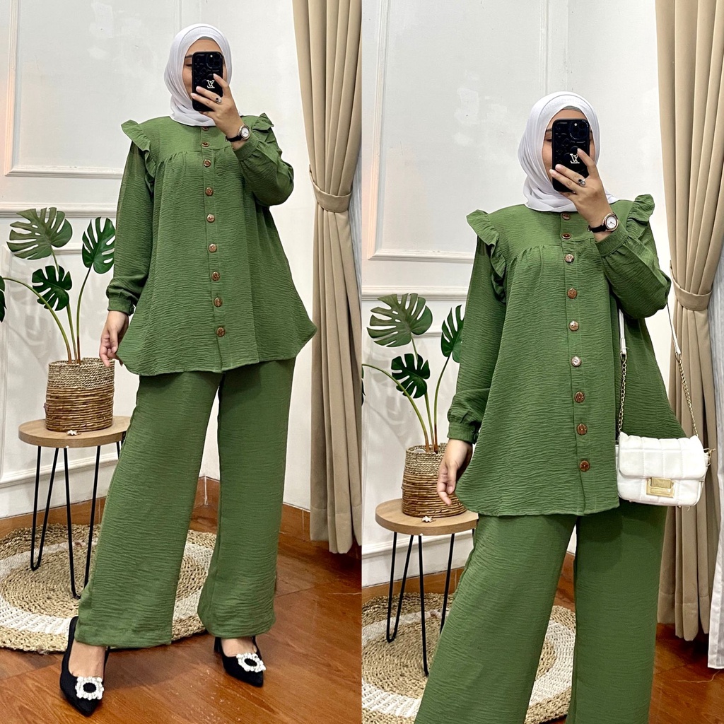 Nura Collection Official - Nuriel Shop - Setelan Celana Wanita Bahan Crinkle Premium - Setcel Zuna