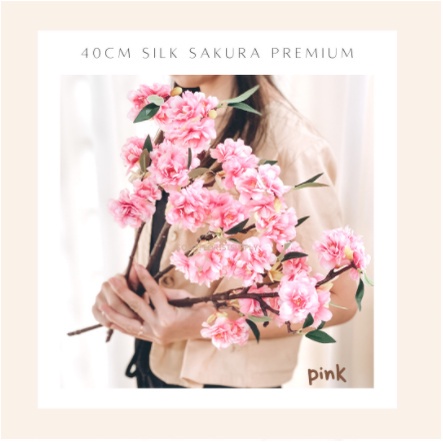 READY SILK SAKURA 40cm  PREMIUM  X 3 Artificial(palsu) Flower X3 Bunga Cherry Blossom Bunga Sakura P