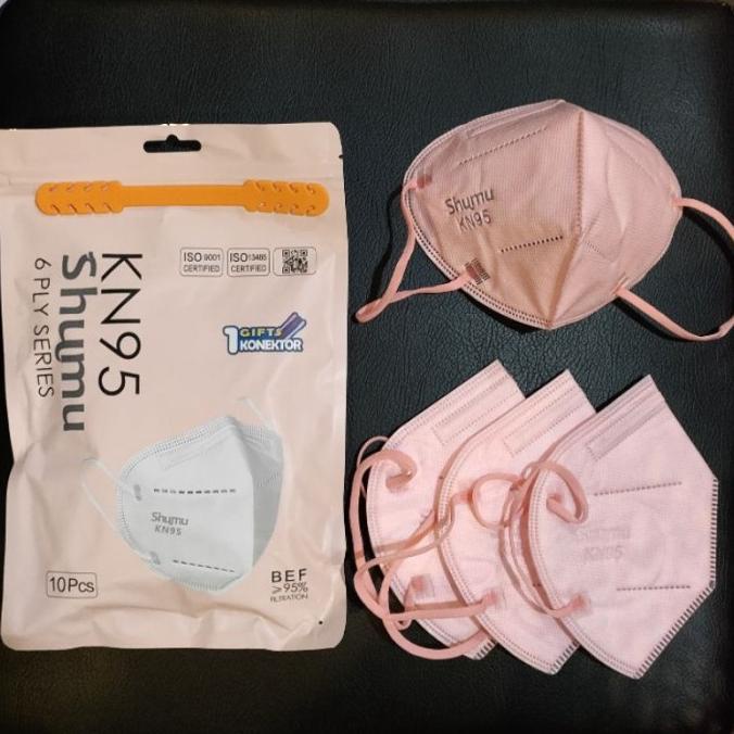 Masker KN95 SHUMU WARNA 6 Ply 10 Pcs - FREE CONECTOR - Tali Senada t-technopro30 Juara