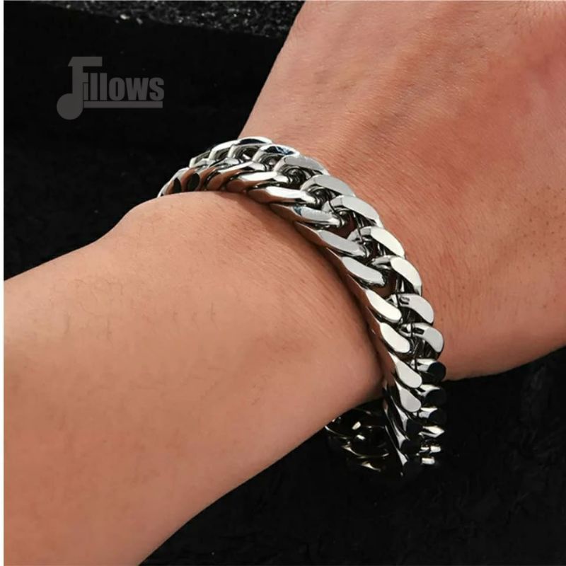Gelang Pria Rantai Besi Putih Anti Karat Model Kece Terbaru GP9