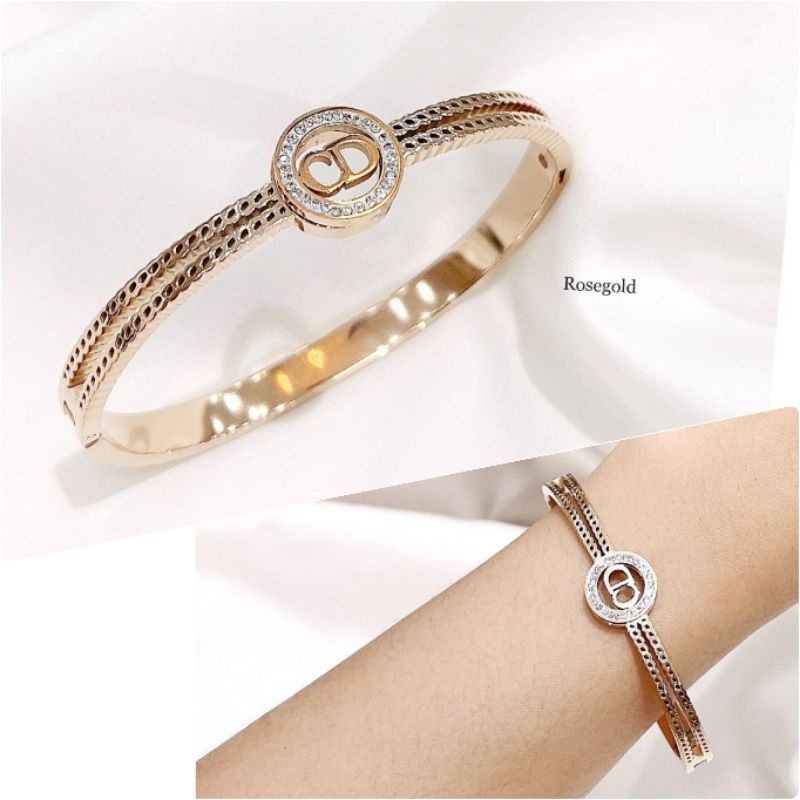 Gelang Titanium Asli Rosegold Motif D10r  Stainless Steel Branded band anti karat anti alergi G28