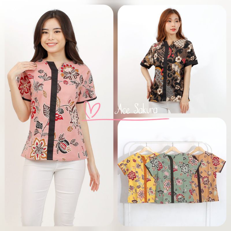 BLOUSE BATIK CICI 292 ATASAN KANTOR KERJA WANITA MURAH BAJU FASHION CEWEK CANTIK