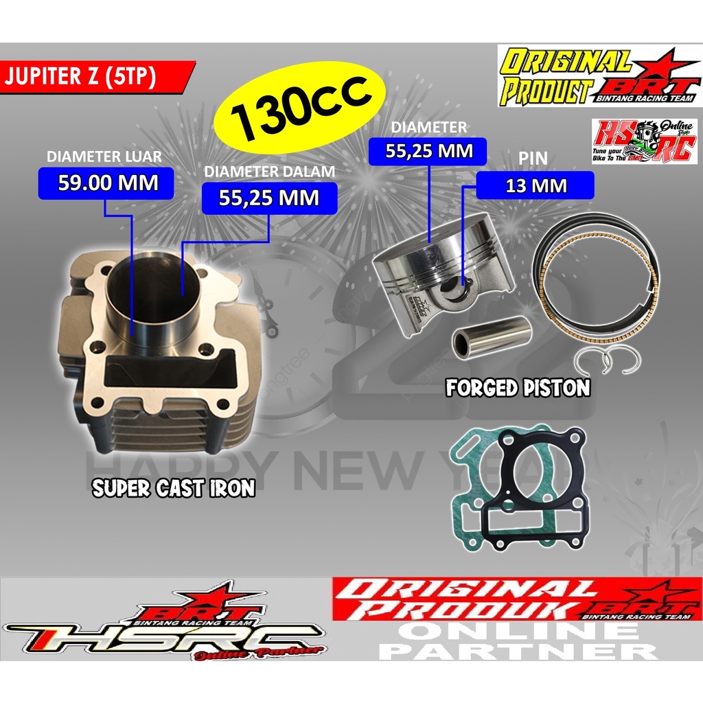 Promo Paket Block Cylinder BRT Yamaha Jupiter Z 5TP 55,25mm Piston Forging Blok Seher Bore Up 130cc 