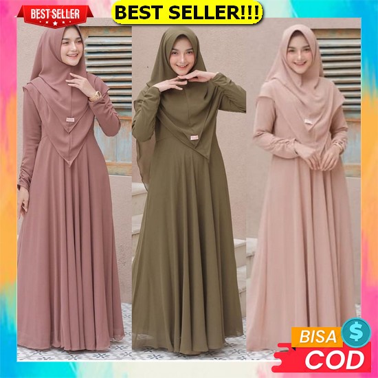 Lily Dress / Gamis Bahan Toyobo Premium Mix Brukat Aksen Rempel Di Bagian Dada Terbaru 2022 / Gamis 