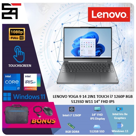 LENOVO YOGA 9 14 2IN1 TOUCH i7 1260P 8GB 512GB SSD W11 14 Inchi FHD IPS