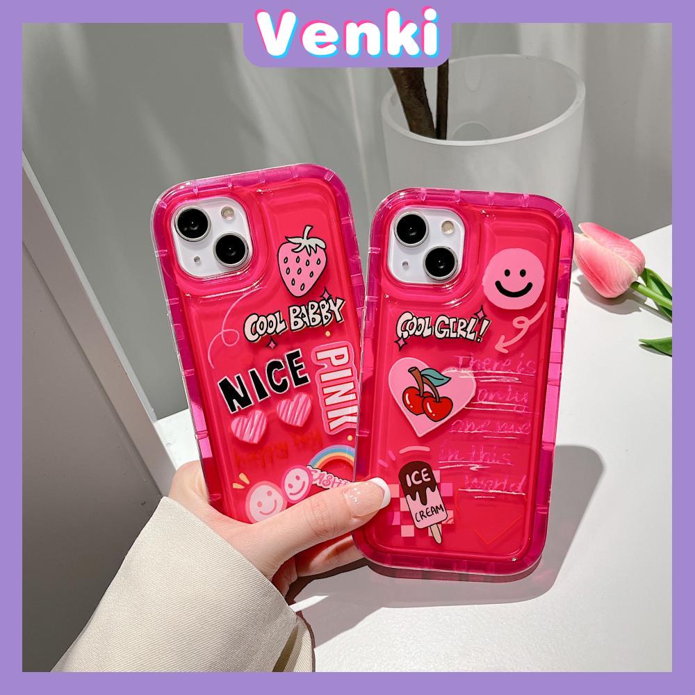 Case For iPhone 14 Pro Max TPU Soft Jelly Airbag Case Clear Rose Red Pink Cartoon Stickers Case Camera Protection Shockproof For iPhone 14 13 12 11 Plus Pro Max 7 Plus X XR