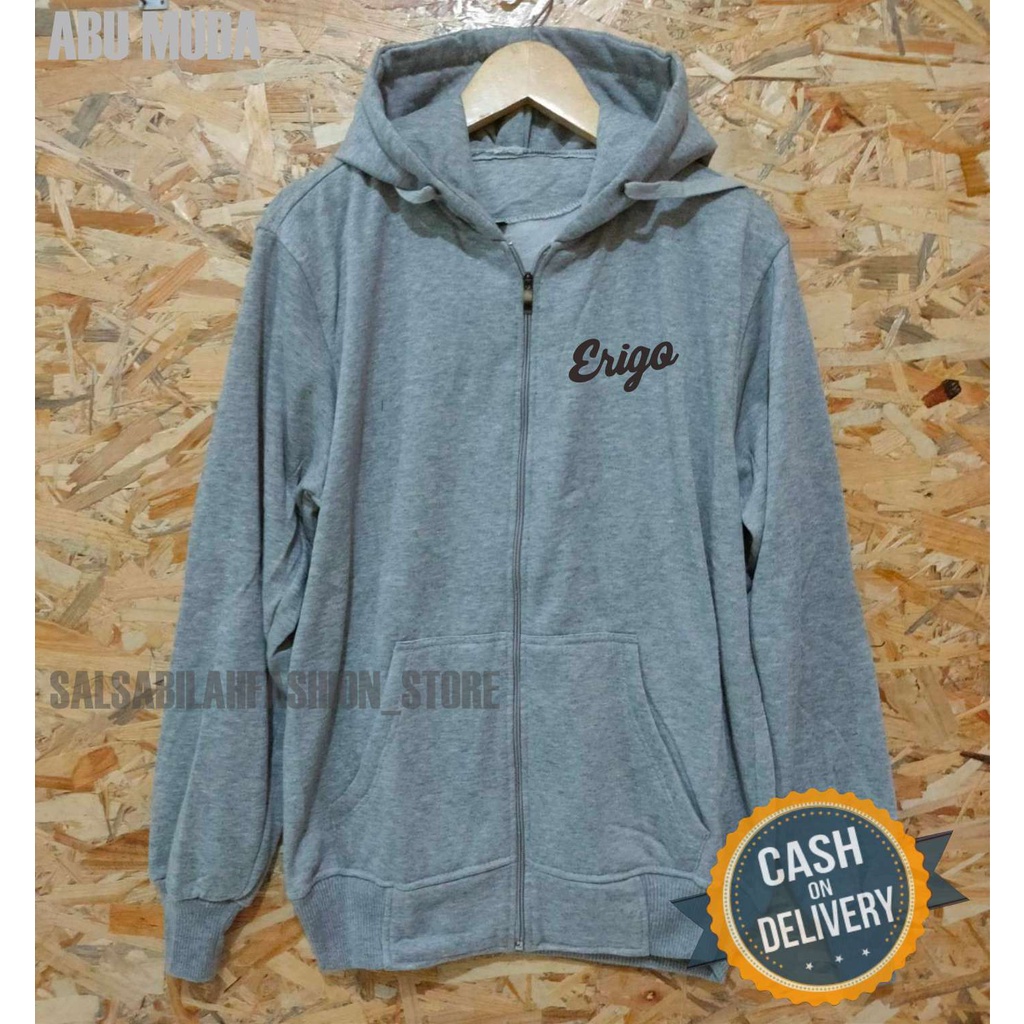 TERMURAH !! COD Jaket ziper Hoodie Pria Distro erigooOriginal Big Size Jumbo M - XXL