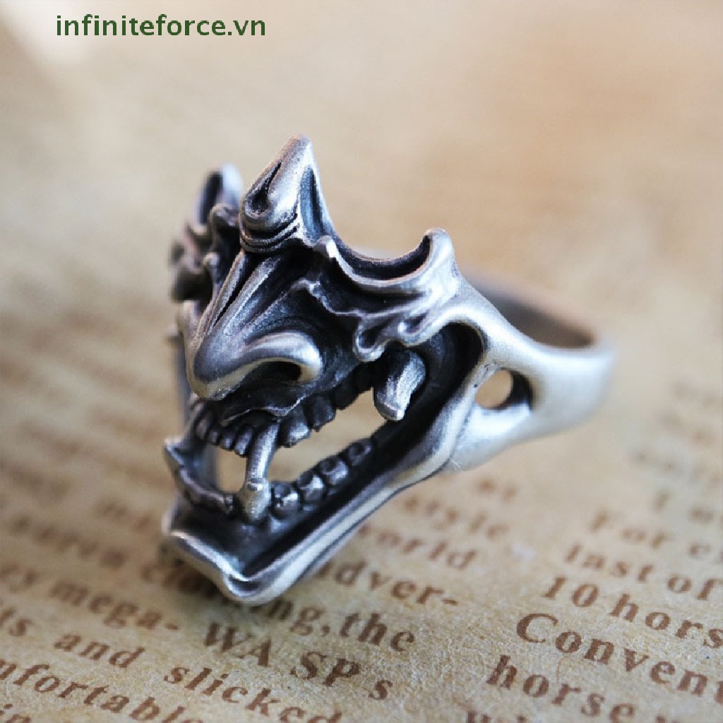 [INVN] Cincin Samurai Demon Kreatif Trendi Untuk Pria Perhiasan Cincin Terbuka Gaya Gothic Punk [VN]