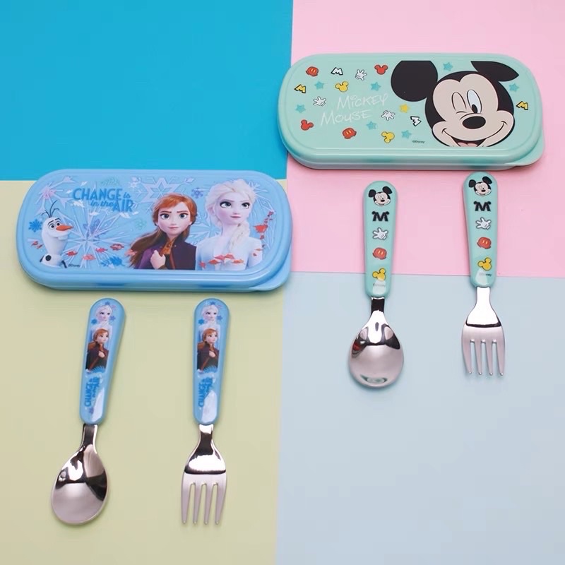 Sendok Garpu Makan Stainless Anak / Sendok Garpu Elsa / Sendok Garpu Mickey Minnie / Sendok Garpu Mc Queen