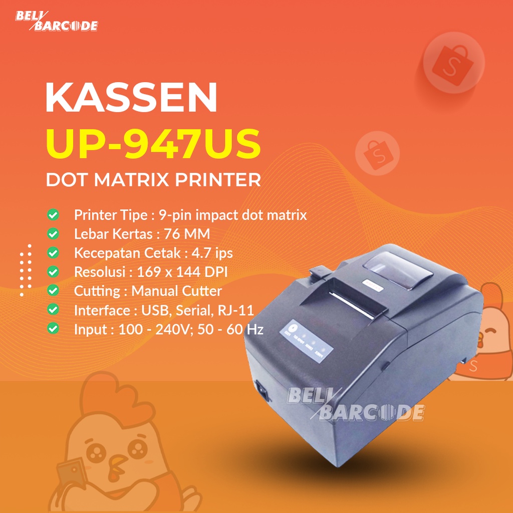 Kassen UP-947US Printer Kasir Dot Matrix Cetak Struk Receipt UP947US