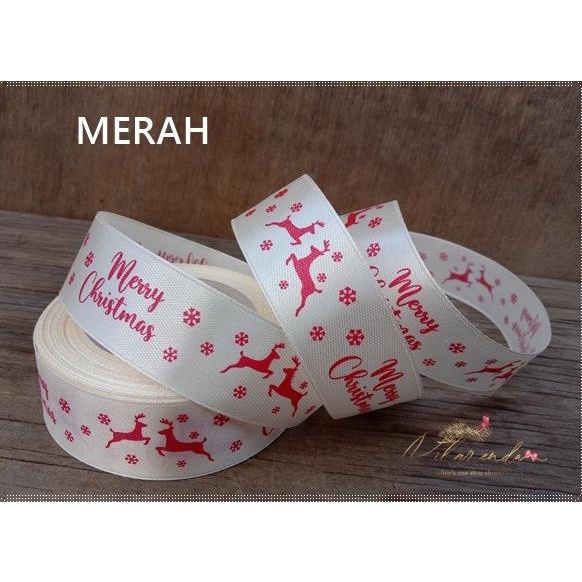 

GNATL-125 : Pita Natal Motif Rusa Saten 2,5cm (per rol)