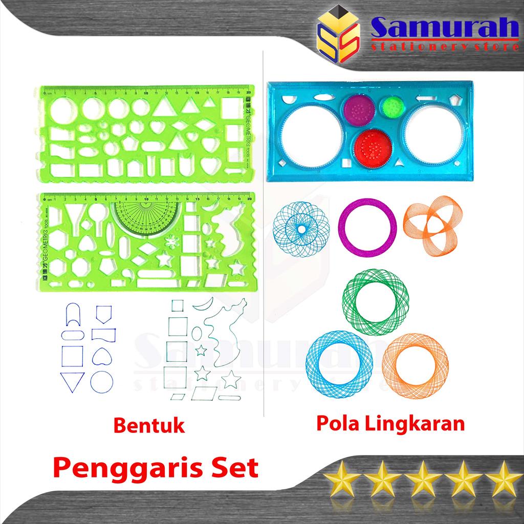 Jual Penggaris Fancy Pola Lingkaran Bulat Geometri Garisan Bentuk