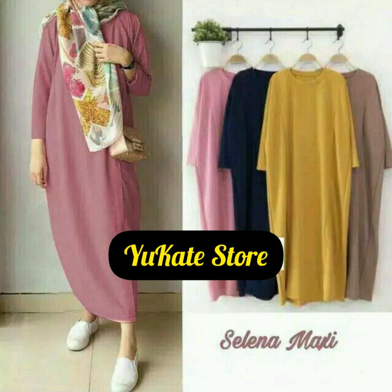 Long Tunik Gamis Polos Cewek Kekinian