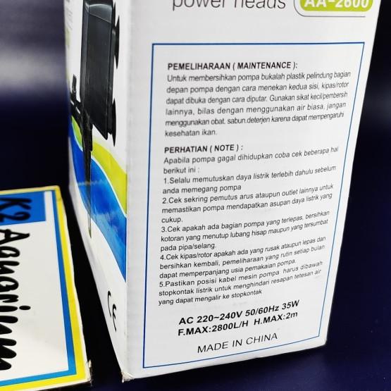 pompa aquarium amara 2600/ pompa air amara 2600/ amara aa 2600