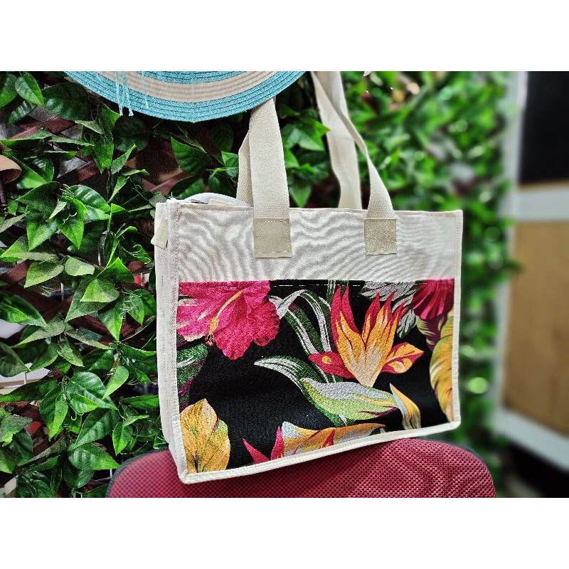 totebag kanvas resleting lapis furing kantong motif monstera totebag terlaris