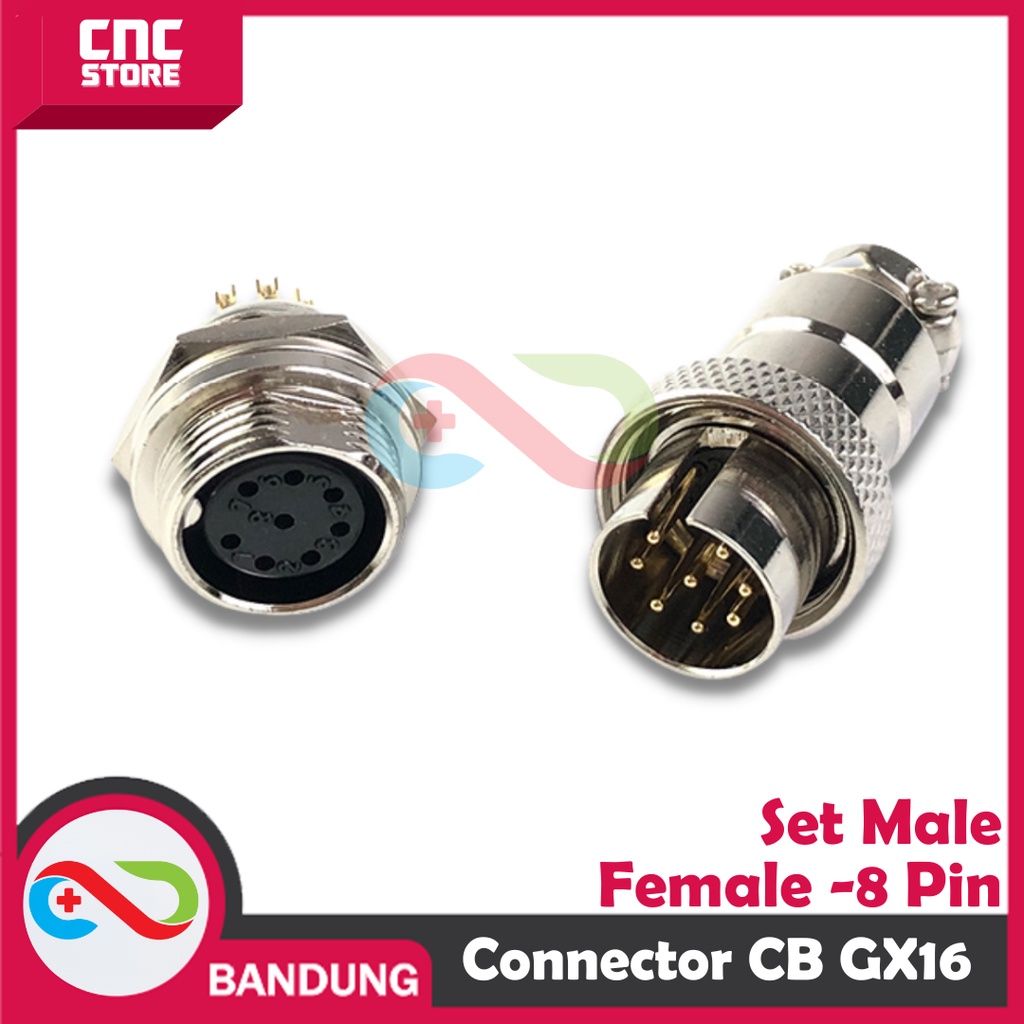 AVIATION PLUG CONNECTOR CB GX16 16MM SET MALE FEMALE - 8 PIN