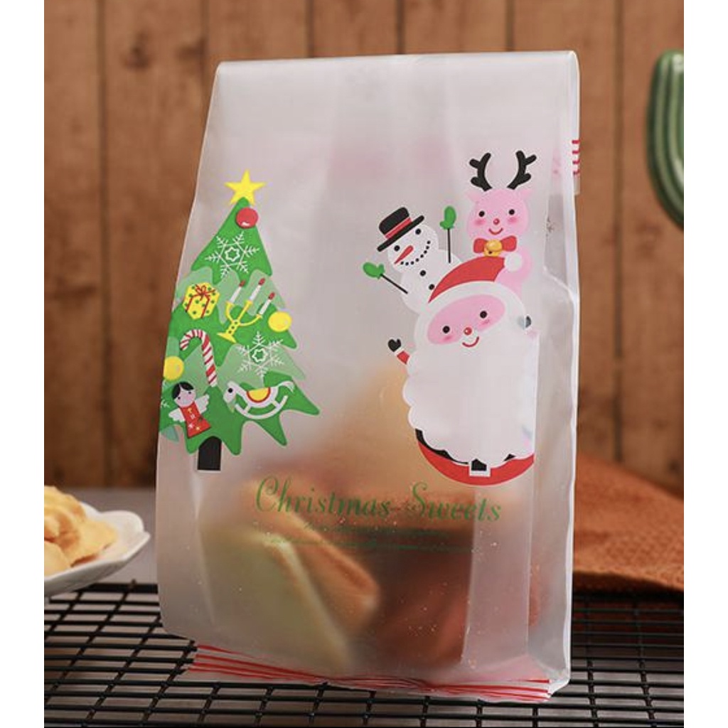 5pcs Kantong Kue Natal Cookies Bag Kantong Kemasan Permen Snack Gusset GL GXXL