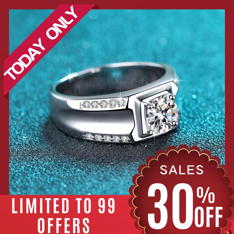 Like Moissanite Cincin Pertunangan Pria 1 Ct Moissanite,925 Platina Berlapis Perak