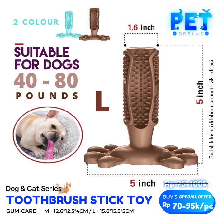 MAINAN GIGITAN ANJING PEMBERSIH GIGI DOG TOOTHBRUSH DENTAL CHEWING TOY