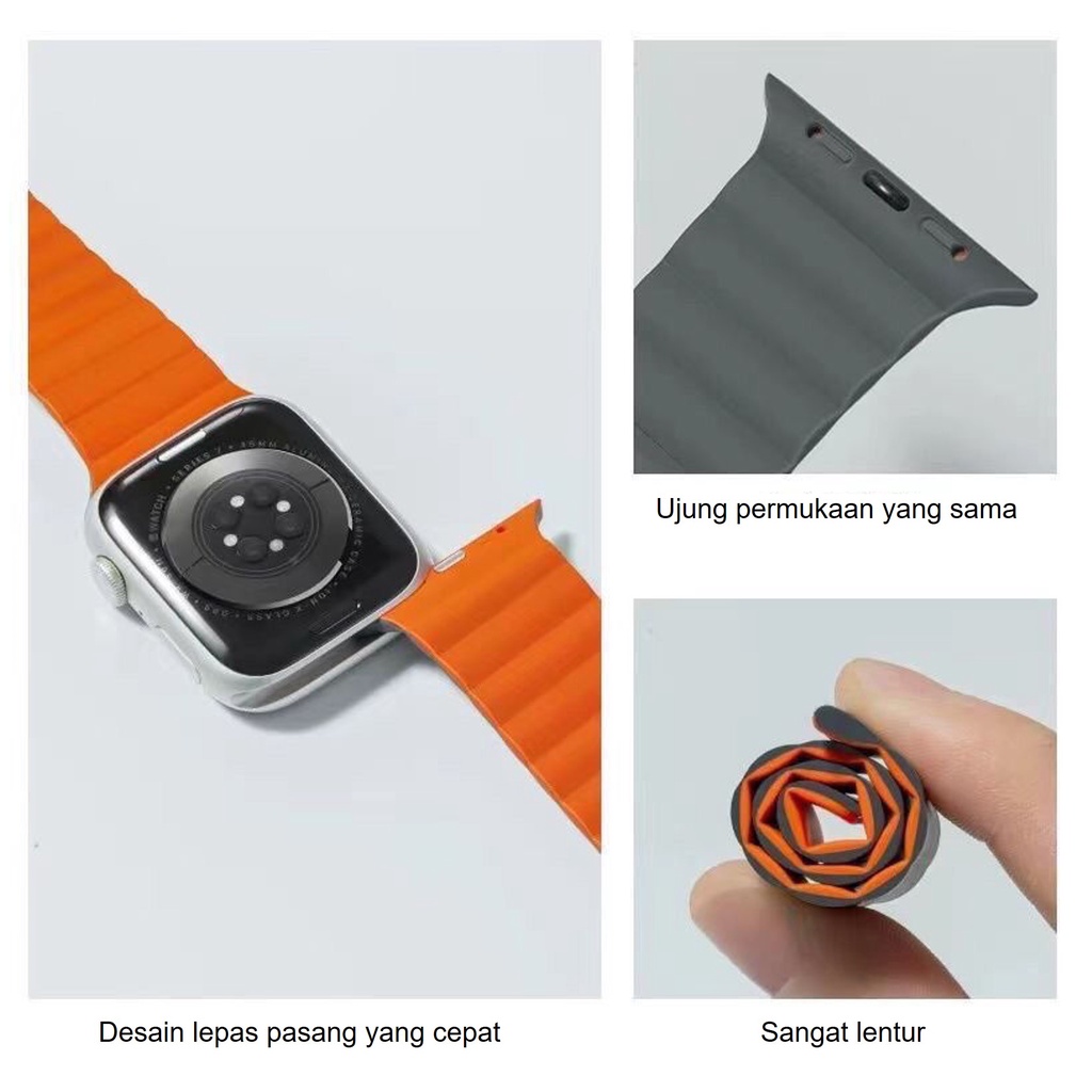 Silicone Magnetic Lock Strap Jam Apple Watch Tali Series 8/7/6/5/4/3/2/1