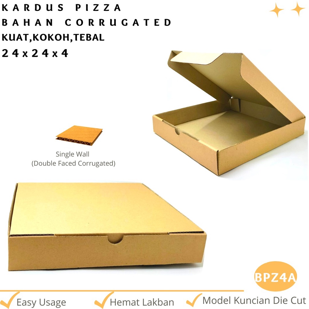 Kardus Pizza 24X24X4 Die Cut E-flute (BPZ4A-Corrugated)