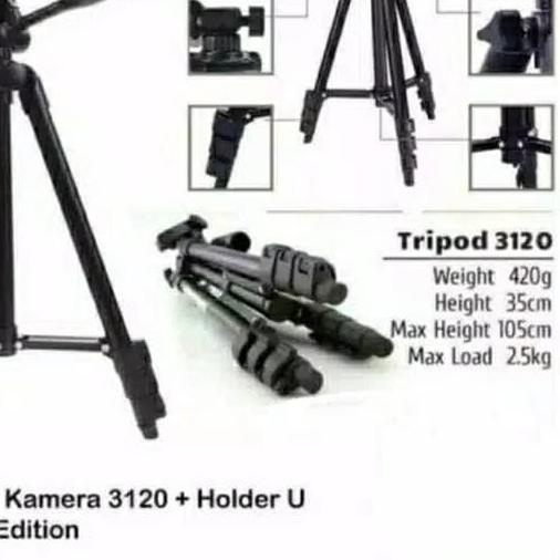 Tripod TF-3120 Black Edition - Tripod Kamera 3120 Free Holder U