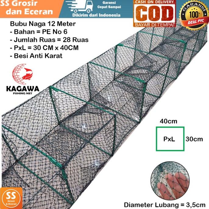 Jaring Bubu Naga 12 Meter Bahan PE Kagawa Jala Udang Ikan 28 Ruas