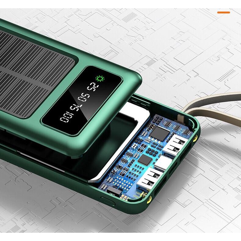 Powerbank Solar 5in1 10000MAH Powerbank Portable Tenaga Surya LED Power Bank 5 IN 1 + LED