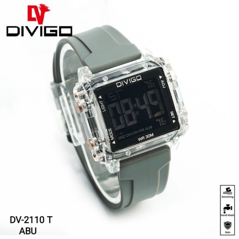 (Terima Cod)Jam Tangan Wanita/Pria Divigo Traspadan Digital Anti Air/Water Resist Strap Rubber/Karet