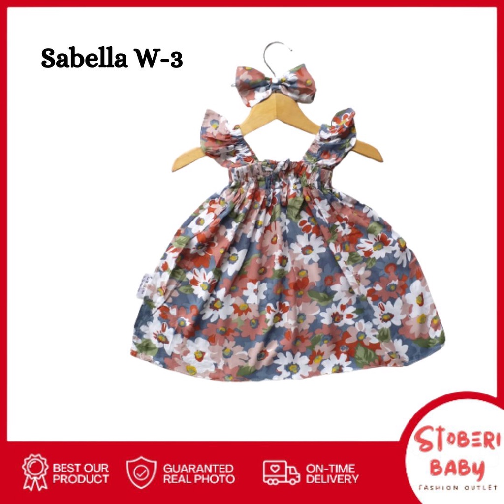 stoberi baby - BBB DRESS SABELLA dress anak perempuan bayi motif bunga lucu free headband