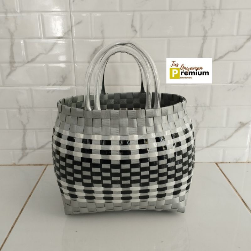 (UK 4 Sarung) Tanggung Oval (23x14x23cm) Tas Anyaman/Tas souvenir/Tas hajatan/Tas Belanja