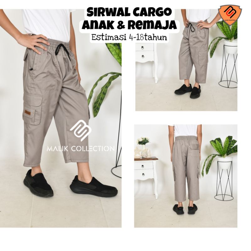 Celana anak cargo panjang 7/8 laki laki pondok pesantren Sirwal Cargo coklat pramuka seragam sd