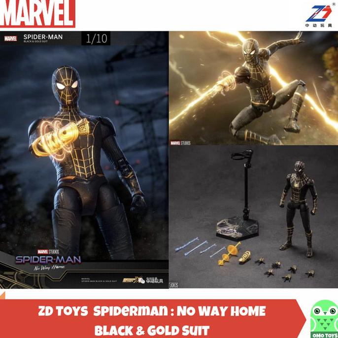 Marvel ZD Toys Spider man No Way Home Spiderman Black Gold Suit ori