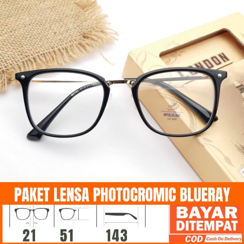 Paket Kacamata 6076 Lensa Antiradiasi Photocromic Blueray