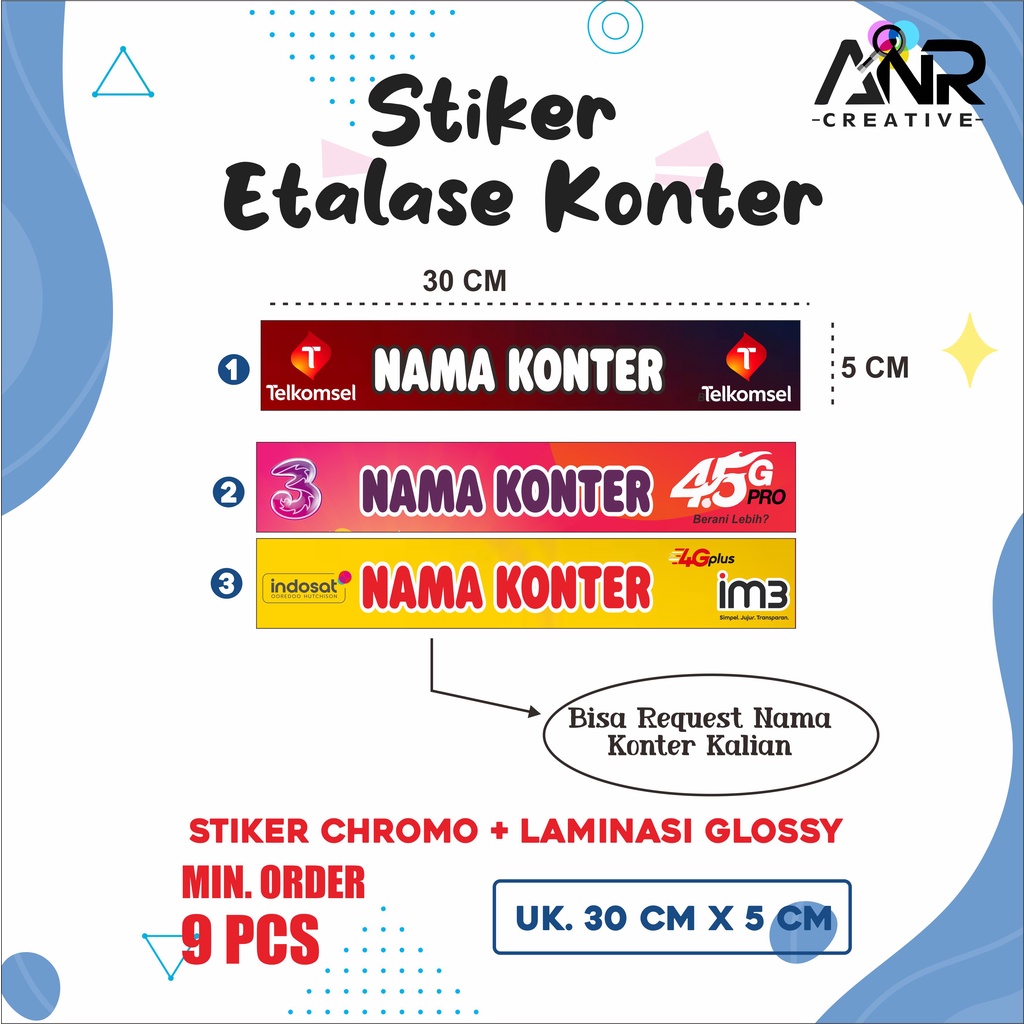 Stiker Etalase Konter / Stiker counter / Stiker konter Murah / Aksesoris Konter+Laminasi Glossy ( MIN ORDER 9 PCS )