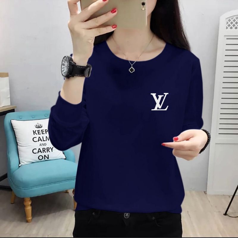 Baju Lengan Panjang Wanita Logo eLVe baju Kaos Distro Kekinian keren