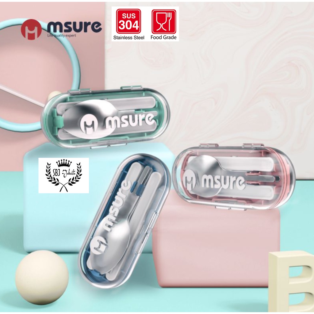 Set Alat makan Sendok Garpu Sumpit Msure Stainless SUS304 BPA Free untuk dewasa / anak