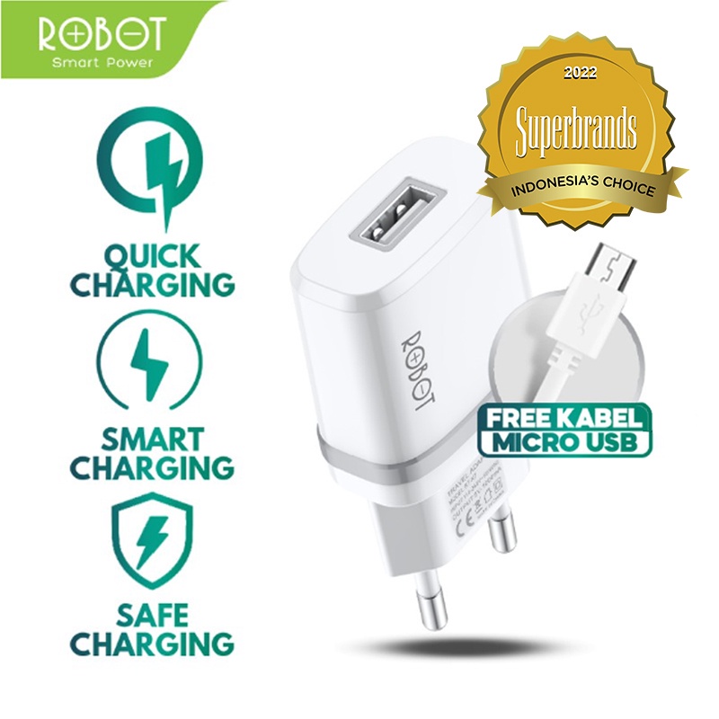 Charger Robot RT-K7 Fast Charging Kabel Micro USB Original Casan Quick Charge Dual