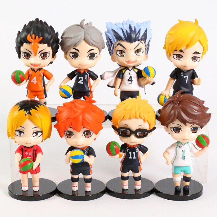 Figure Anime Haikyuu Volley set 8 pcs Hinata Oikawa Kotaru Bokuto