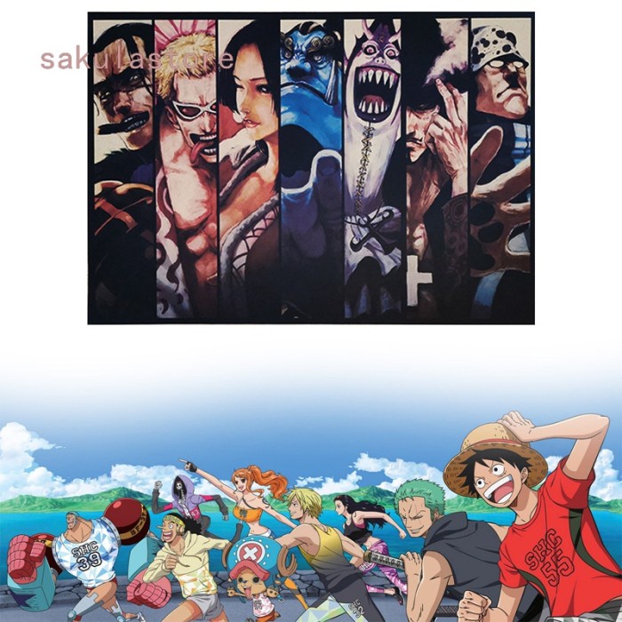Stiker Dinding Poster Desain Anime One Piece Gaya Vintage Untuk Kamar