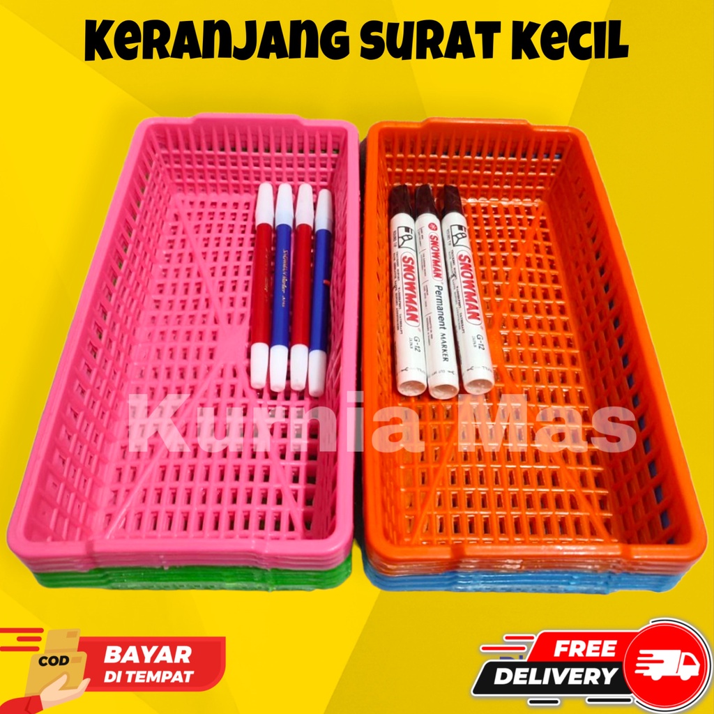 Keranjang Plastik Kecil Tempat Surat Dokumen Segi Panjang UK 26x13x5 CM Keranjang Serbaguna