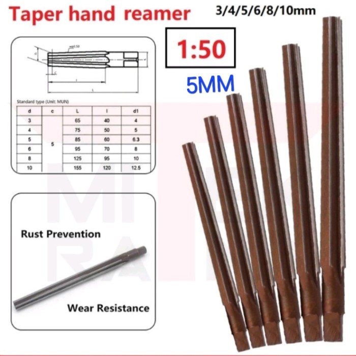 lemer rimer reamer tirus reamer pin 5mm 1:50 hss bukan carbide nachi