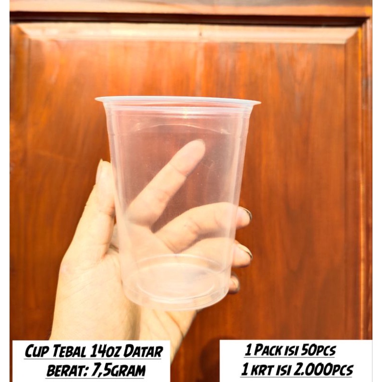 Gelas Cup 14oz Datar/ Tebal 7,5gr/ Merk SAP/ Isi 50 pcs