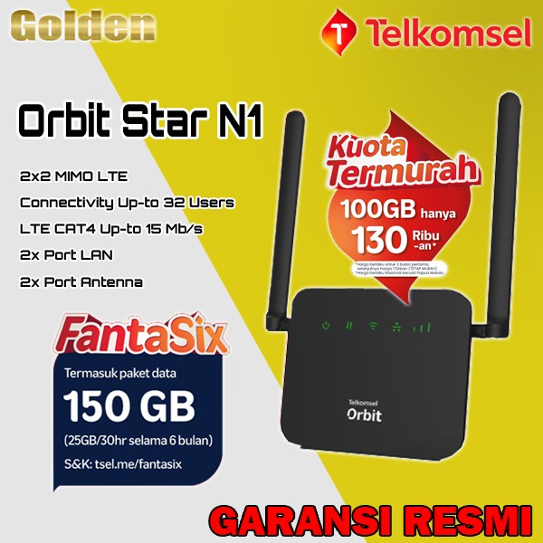 Telkomsel Orbit Star N1 Bonus Data Kuota 150GB HKM0127 Modem Wifi 4G High Speed Garansi Resmi