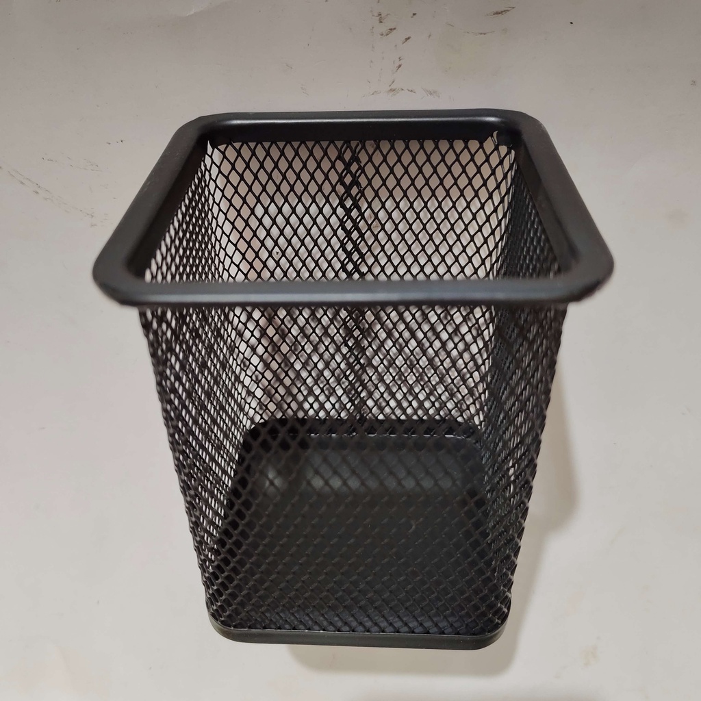 

tempat pensil meja kotak hitam stainless, square black pencil cup