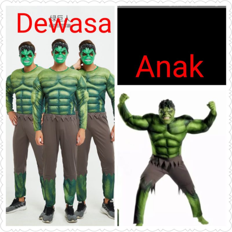 Kostum Hulk Anak Costume Costplay hallowen Superhero Avenger