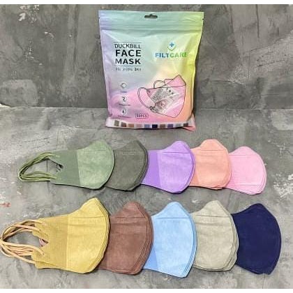 FILTCARE Masker DUCKBILL 50PCS 3PLY Medis Garis model sensi Rainbow Nude BFE 95% | Masker Duckbil